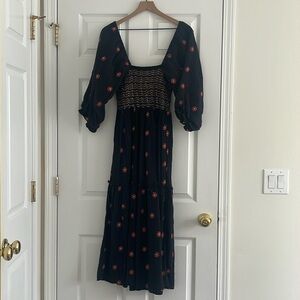 Free People Dahlia Embroidered Maxi Dress (black/ red)